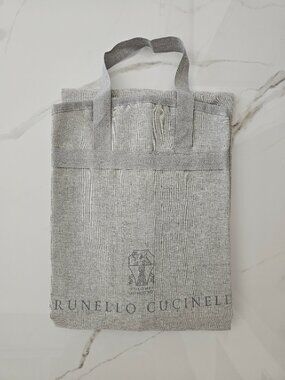 New AUTH BRUNELLO CUCINELLI Grey Logo Cotton Garment Travel bag 39"x23" Italy